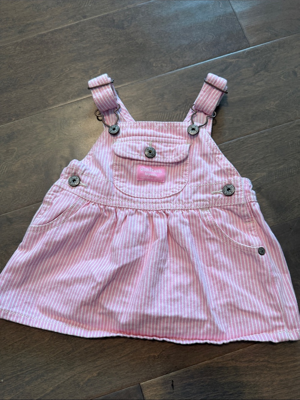 OshKosh B'gosh Pink White Striped Girl's Overall Skirt